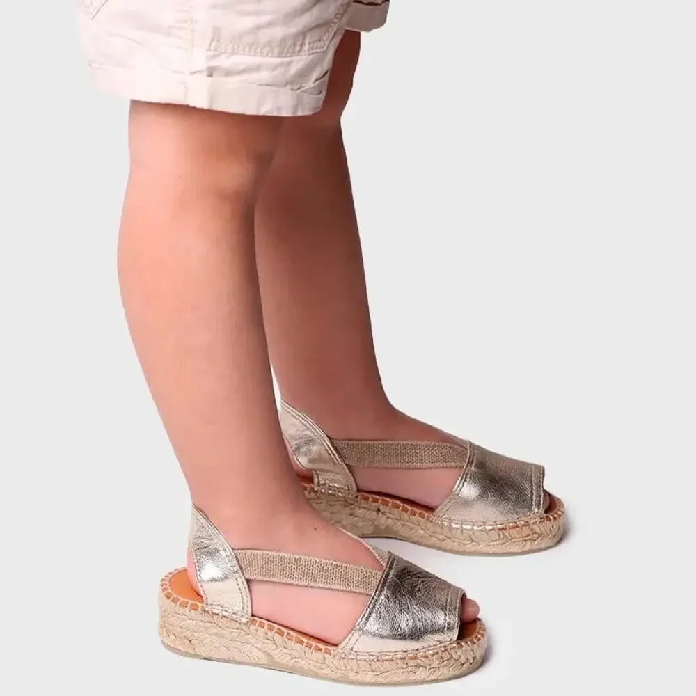 Toni Pons Eli-P Girl's Espadrille Sandals in Metallic Gold Slingbacks Size 2.5